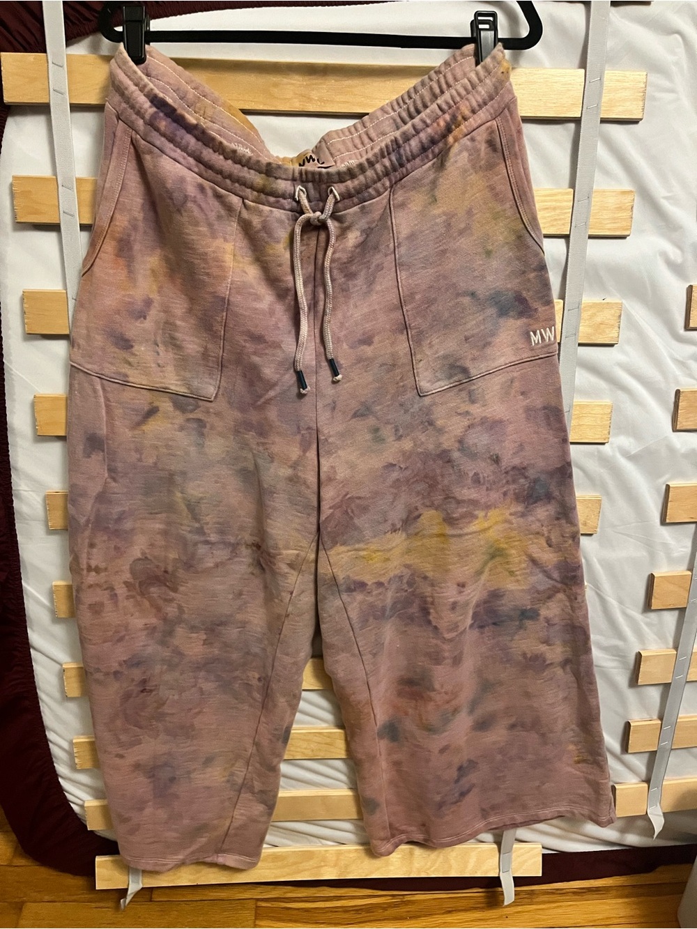Madewell Mauve Tie-Dye Track Pants with Yellow & Purple ice dyed pants